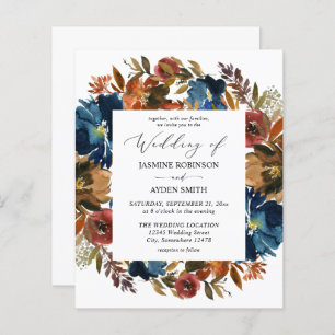 Budget Navy, Orange & Brown Floral Wedding