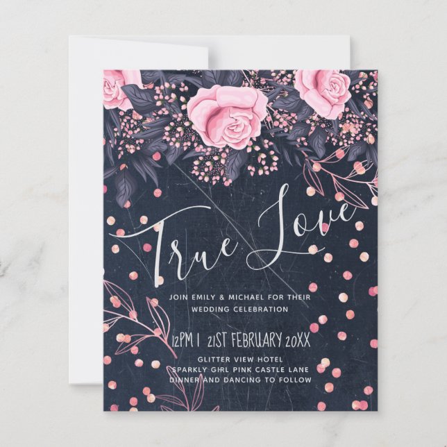 BUDGET Navy Pink Rosegold Wedding Floral (Front)