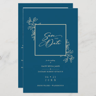 Budget Navy Trendy Branches Gold Effect Photo