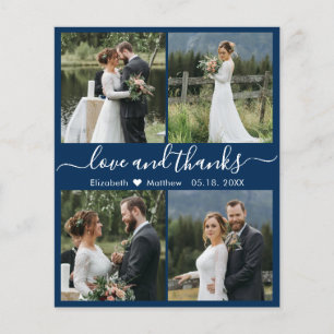 Budget Navy White Photo Collage Wedding Thank You