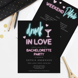 Budget Neon Bachelorette Weekend Invitation