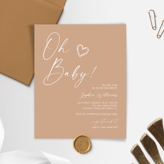 Budget Neutral Minimalist Baby Shower Invitation (Creator Uploaded)