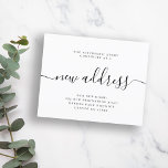 Budget new address modern moving announcement<br><div class="desc">Simple elegant minimalist black and white new address handwriting calligraphy script moving announcement. Easy to personalize with your text and new home address. PLEASE READ THIS BEFORE PURCHASING! This is a budget affordable wedding card printed on a paper sheet (each sheet has one card). For the best rapport price-quality, our...</div>