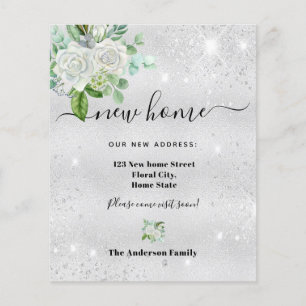 Budget new home address silver floral annoucement