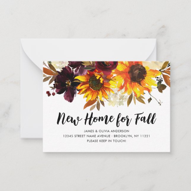 Budget New Home for Fall Autumn Sunflower Moving Card (Front)