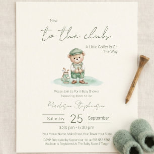 Budget New to the Club Golfing Bear Baby Shower 