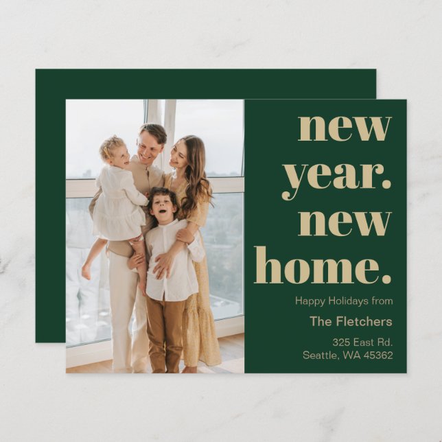 Budget New Year New Home Moving Photo Holiday Card (Front/Back)