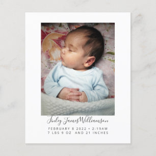 Budget Newborn Baby Photo Stats Birth Announcement