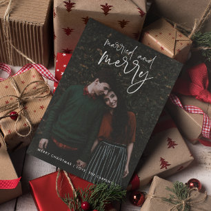 Budget Newlywed Photo Christmas Holiday  Postcard