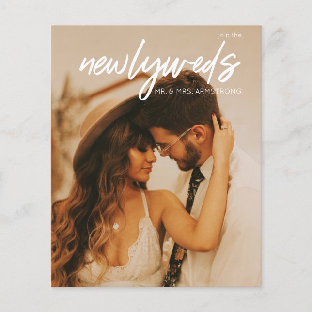 Budget Newlyweds 3 Photo W Wedding Reception Flyer (Front)