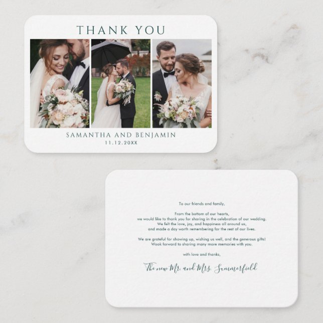 Budget Newlyweds Photo Collage Wedding Thank You Card (Front/Back)