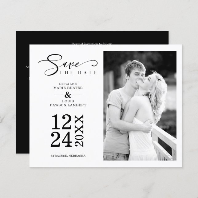 Budget Nice Modern Romantic Wedding Couple Photo (Front/Back)