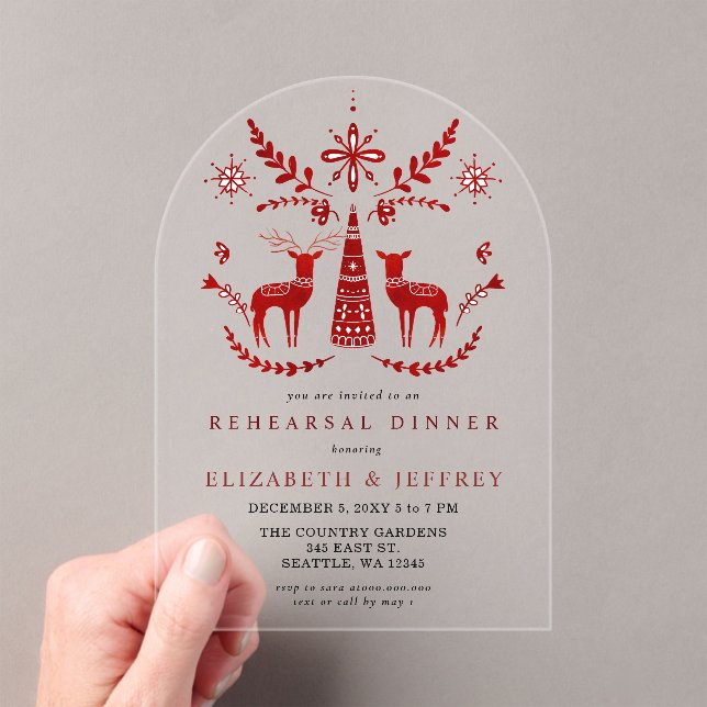 Budget Nordic Buck and Doe Rehearsal Dinner Acrylic Invitations (Insitu (Handheld))