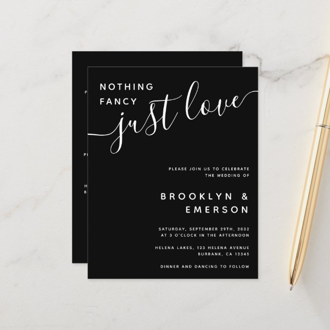 Budget Nothing Fancy Details Wedding Invitation (Front/Back In Situ)
