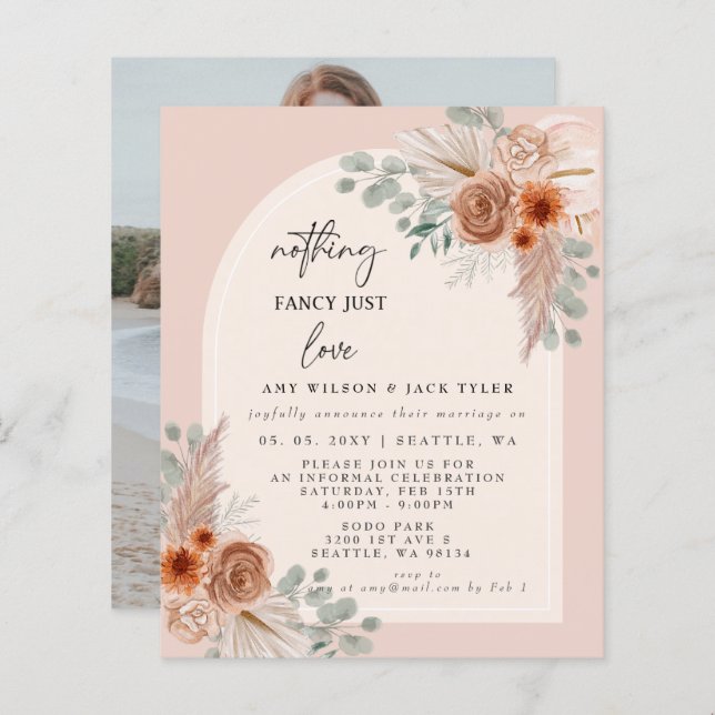 Budget Nothing Fancy Just Love Announcement   (Front/Back)