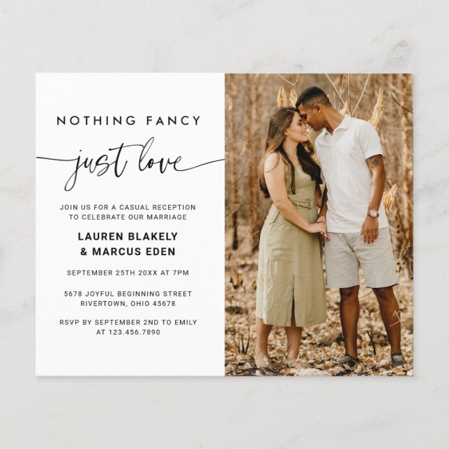 BUDGET Nothing Fancy Just Love Wedding  Flyer (Front)