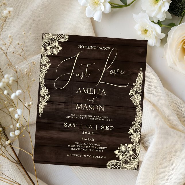 Budget Nothing Fancy Just Love Wedding Invitation (Rustic Budget Nothing Fancy Just Love Wedding Invitation)