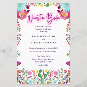 BUDGET Nuestra Boda Flowers Wedding Invite A9