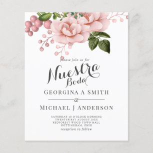 BUDGET Nuestra Boda Invitacion - Blush Pink Roses
