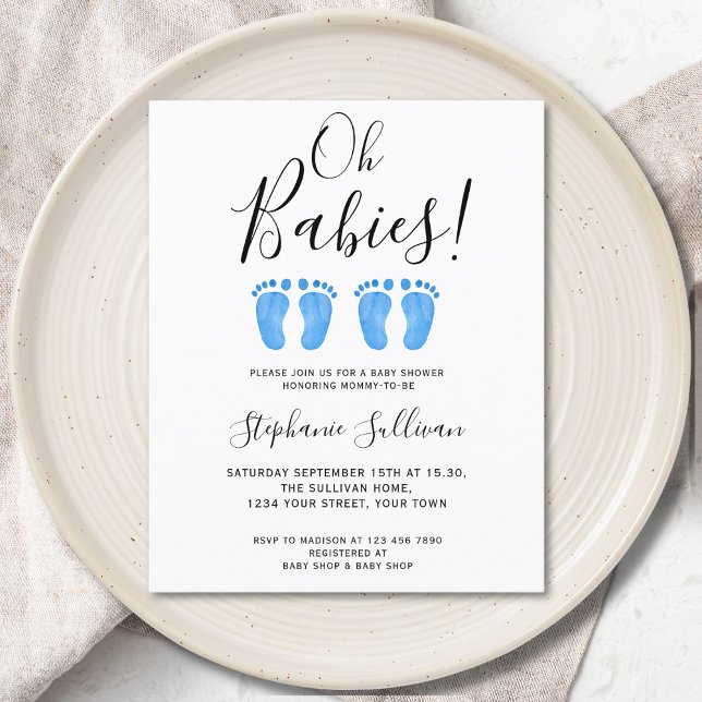 Budget Oh Babies Twins Baby Shower Invitation (Creator Uploaded)