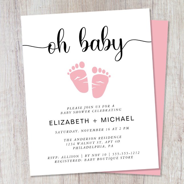 Budget Oh Baby Couples Baby Girl Shower Invitation (Creator Uploaded)