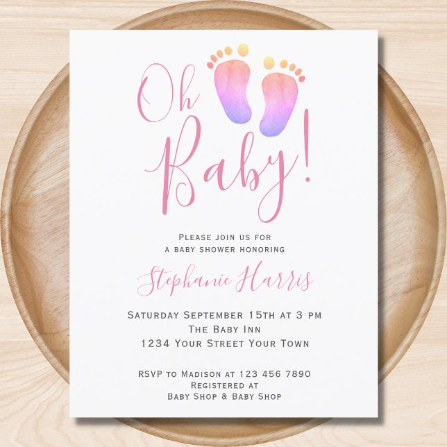 Budget Oh Baby Girl's Baby Shower Invitation (Creator Uploaded)