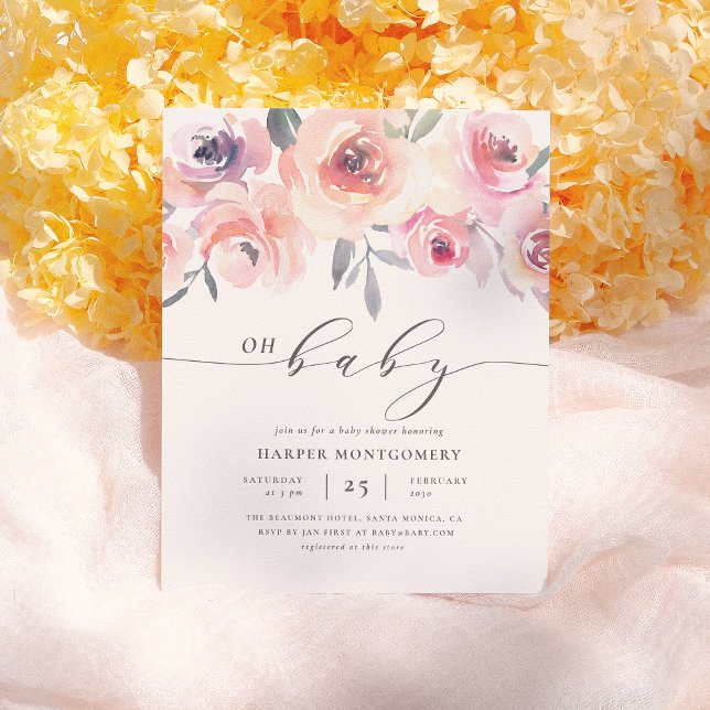 Budget Oh Baby Lettering Floral Baby Girl Shower (Creator Uploaded)