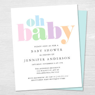 Budget Oh Baby Modern Baby Shower Invitation
