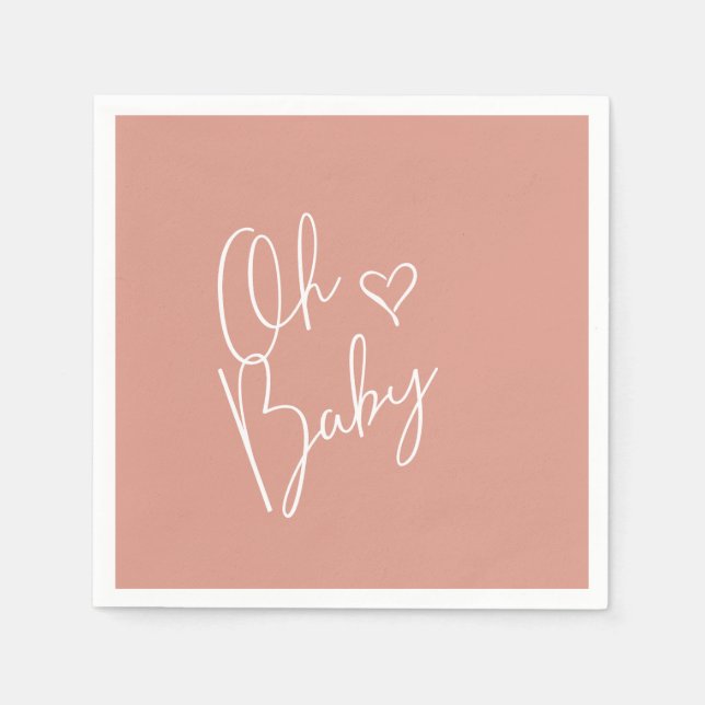 Budget Oh Baby Pink Baby Shower  Napkin (Front)