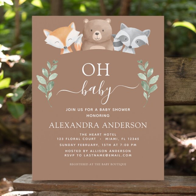 Budget Oh Baby Shower Woodland Invitations (Creator Uploaded)