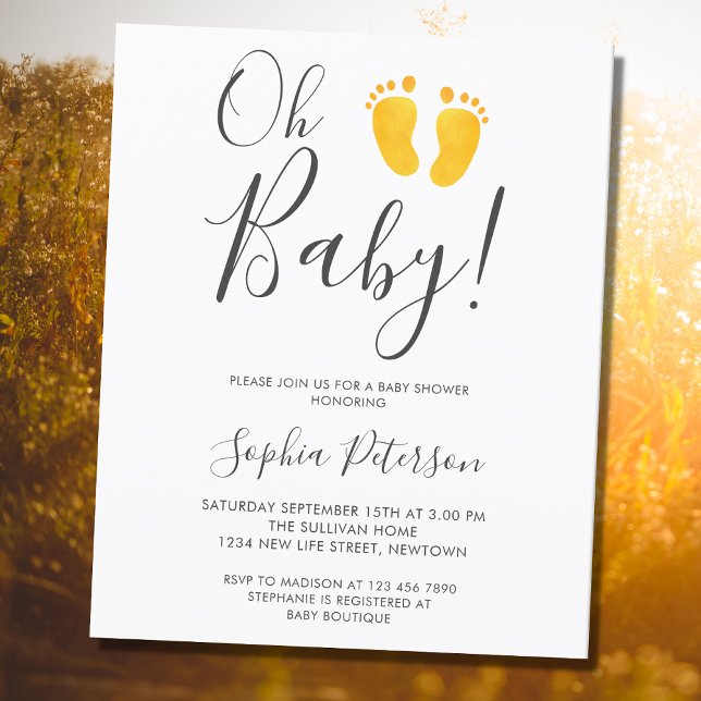 Budget Oh Baby Yellow Feet Baby Shower Invitation (Creator Uploaded)