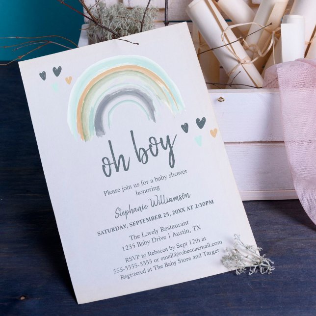 Budget Oh Boy Baby Shower Blue Boho Rainbow  (Creator Uploaded)