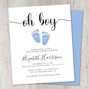 Budget Oh Boy Blue Virtual Baby Shower Invitation