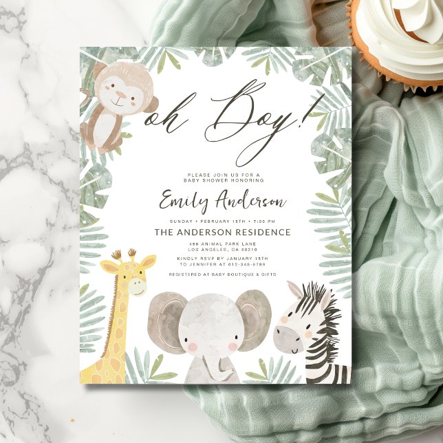 Budget Oh Boy Safari Animal Boy's Baby Shower Flyer (Creator Uploaded)