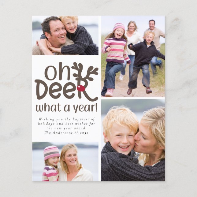 Budget Oh Deer What a Year Photo Holiday Card (Front)