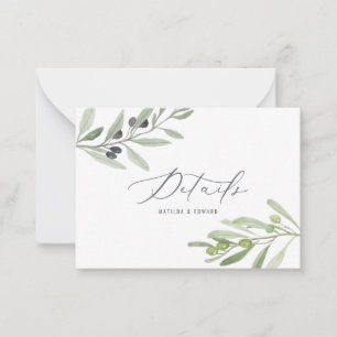 budget olive branch foliage wedding details  card
