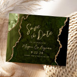 Budget Olive Green Agate Wedding Save the Date<br><div class="desc">This elegant wedding save the date card features a background image of olive green watercolor agate trimmed with faux gold glitter. The customisable text combines gold-coloured modern handwriting,  copperplate and italic fonts. The reverse side features a coordinating olive green and gold agate design.</div>