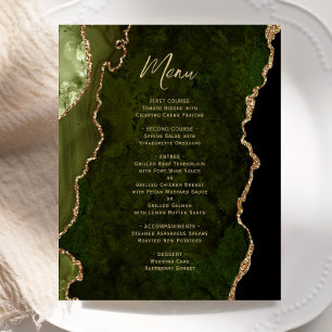 Budget Olive Green Gold Agate Wedding Menu