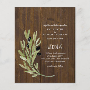 BUDGET OLIVE LEAVES Modern Minimalist Wedding Inv Flyer