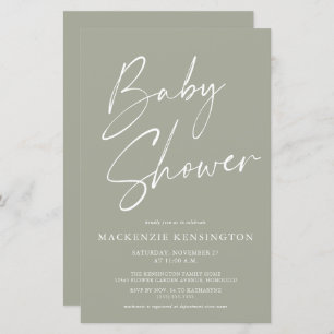 Budget Olive Sage Green Simple Script Baby Shower