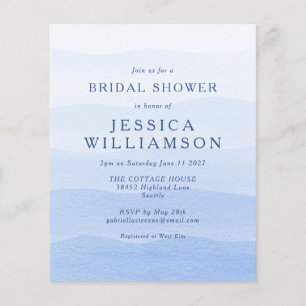 Budget Ombre Dip Dye Blue Bridal Shower Invite