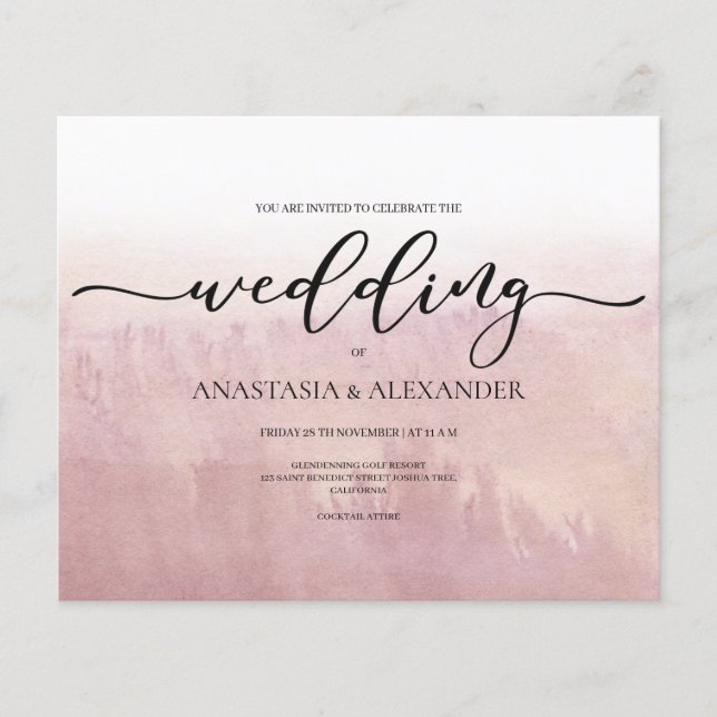 Budget/Ombre/wedding invitation. Flyer (Front)