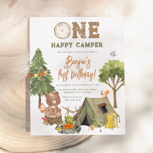 Budget One Happy Camper Wood Bear Boy 1st Birthday