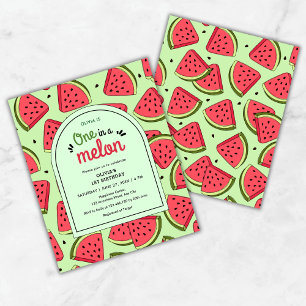 Budget One in a Melon 1st Birthday Invitation 