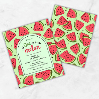 Budget One in a Melon 1st Birthday Invitation 