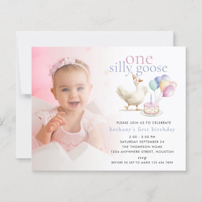 Budget One Silly Goose Photo Overlay 1st Birthday  (Front)