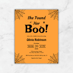 Budget Orange Black Halloween Bridal Shower Invite