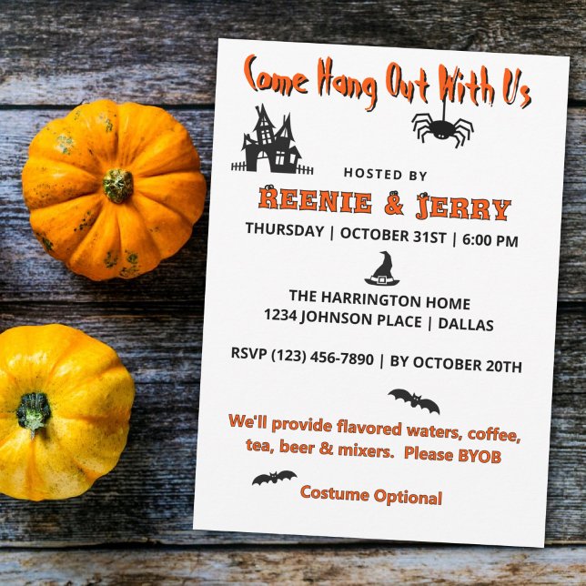Budget Orange & Black Halloween Party Invitation (Creator Uploaded)