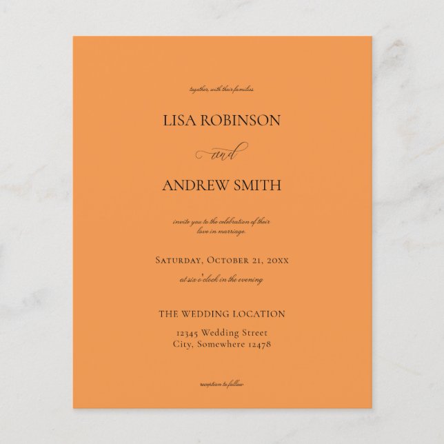 Budget Orange Calligraphy Wedding (Front)