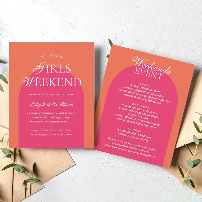 Budget Orange Pink Arch Girls Weekend Bachelorette (Creator Uploaded)